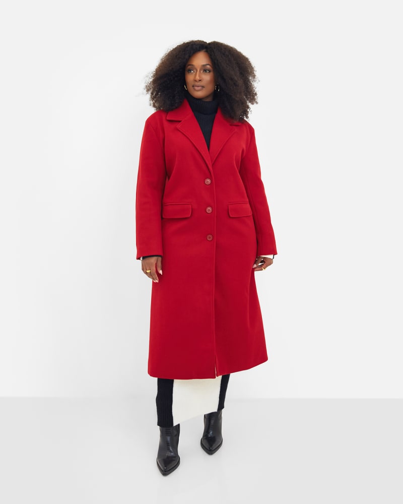 Dolce Wool Blend Double Breasted Coat Red Red